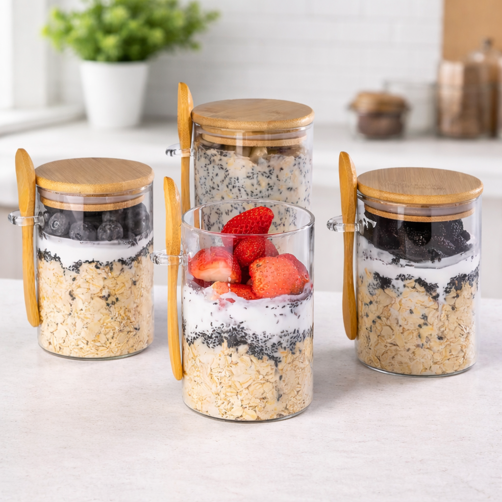 Airtight Glass Food Storage Jar – Bamboo Lid Pantry Container