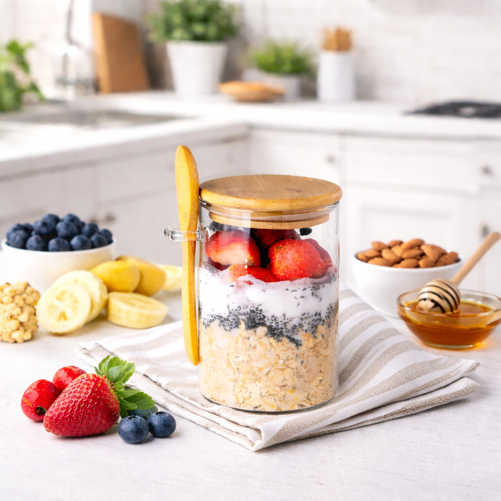 Airtight Glass Jars with Bamboo Spoon