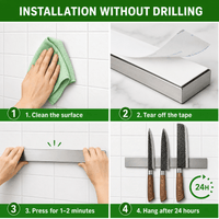 Stainless Steel Magnetic Knife Holder – Wall Mounted Utensil Strip