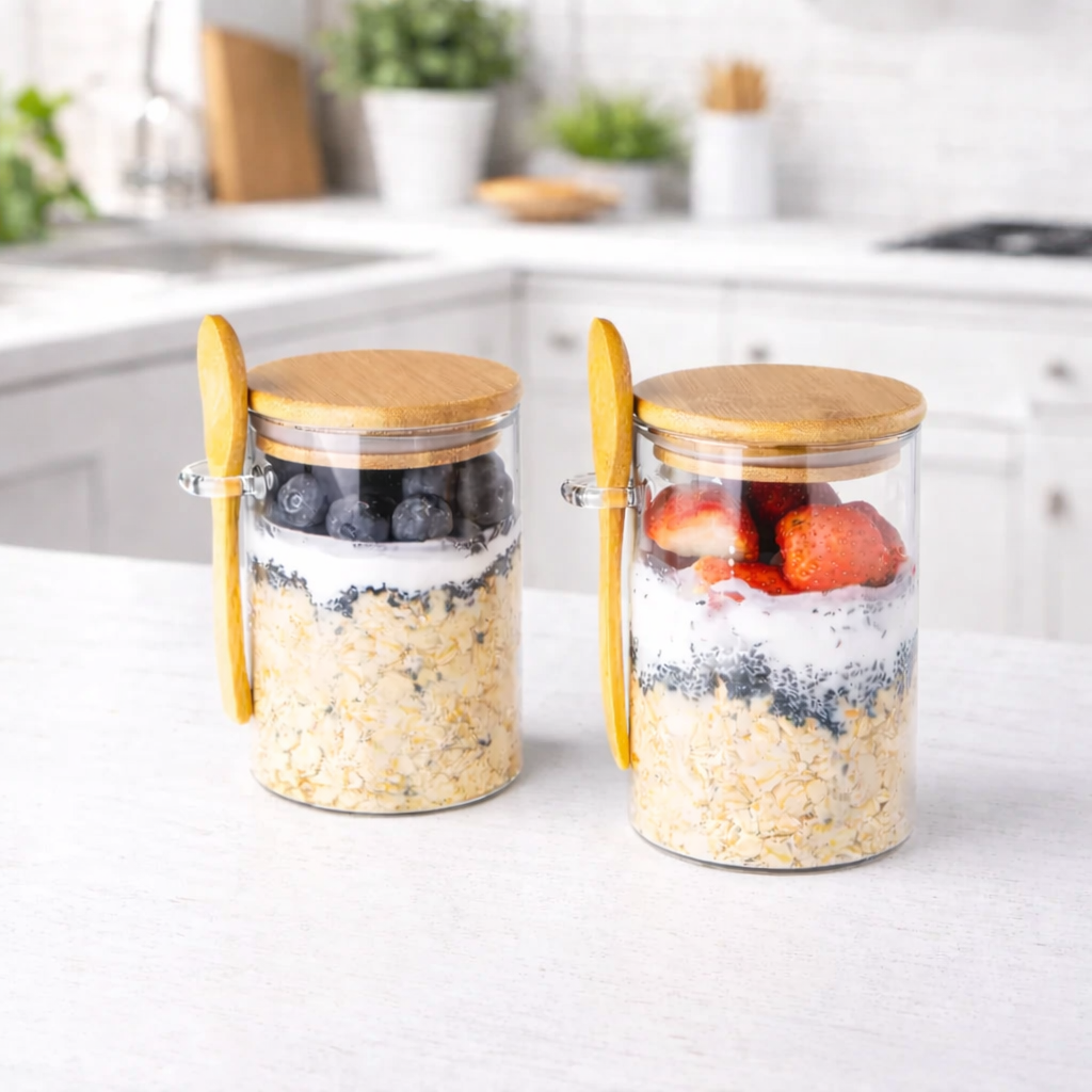 Airtight Glass Jars with Bamboo Spoon