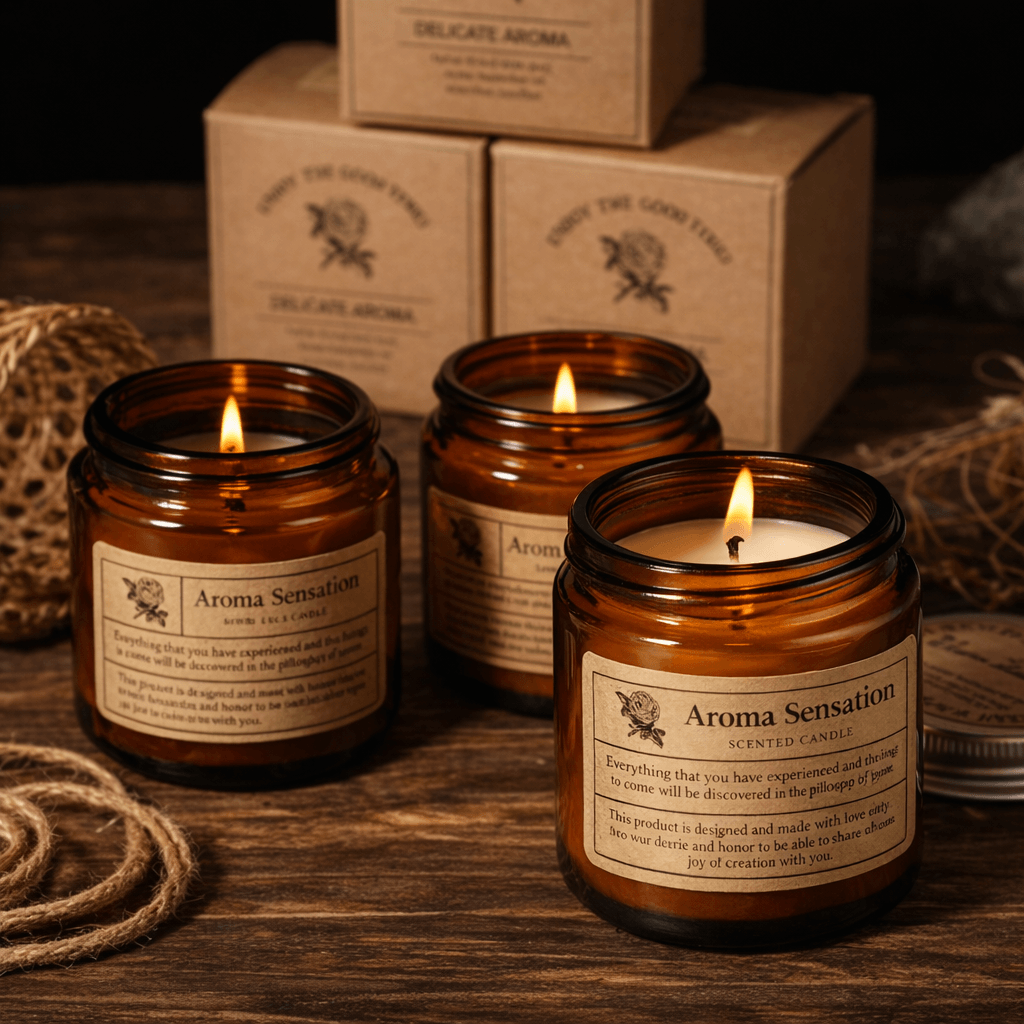 Brown Glass Scented Candle